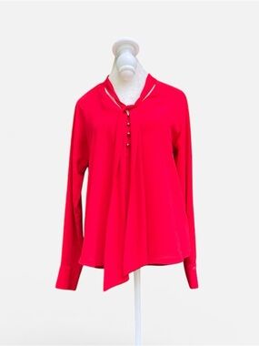 Zara Tie Neck Long Sleeve Bouse in Red Size XS